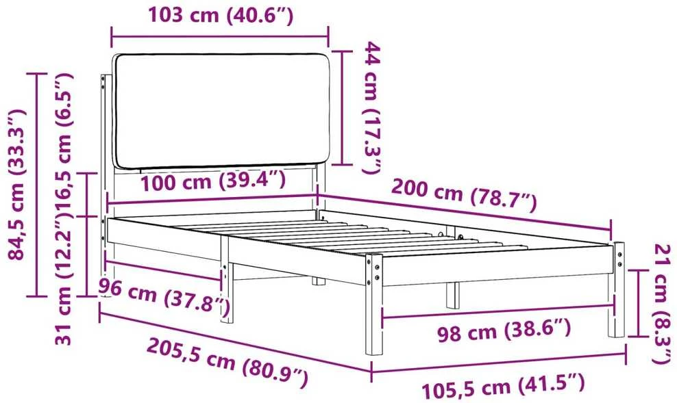 Lova Lovo rėmas su apmuštu galvūgaliu Šviesiai pilka 100 x 200 cm