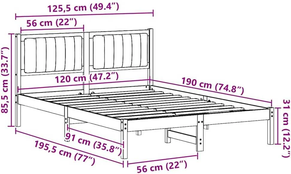 Lova Lovo rėmas su apmuštu galvūgaliu Šviesiai pilka 120 x 190 cm
