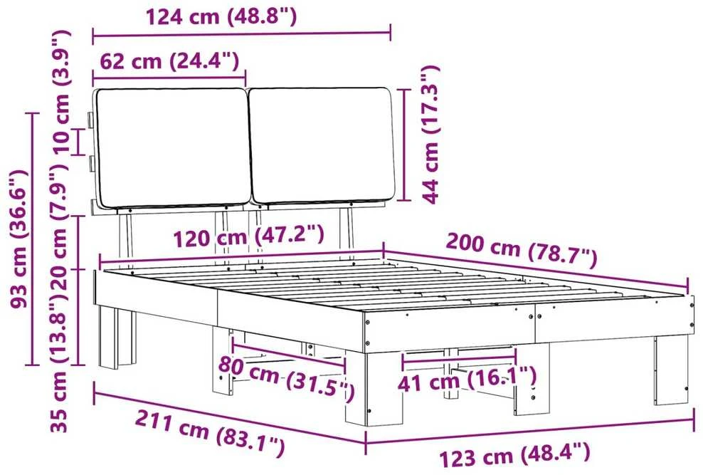 Lova Lovo rėmas su apmuštu galvūgaliu Šviesiai pilka 120 x 200 cm