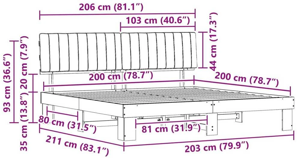Lovo rėmas su apmuštu galvūgaliu Tortora 200 x 200 cm