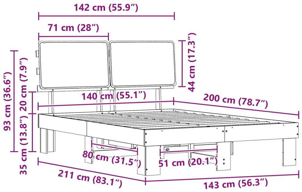Lovo rėmas su apmuštu galvūgaliu Tortora 140 x 200 cm
