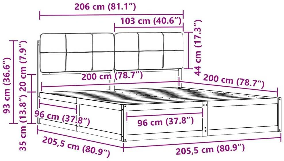 Lovo rėmas su apmuštu galvūgaliu Taupe 200 x 200 cm