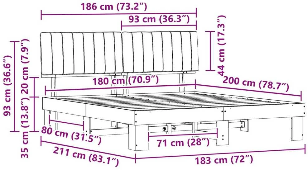 Lovo rėmas su apmuštu galvūgaliu Tortora 180 x 200 cm