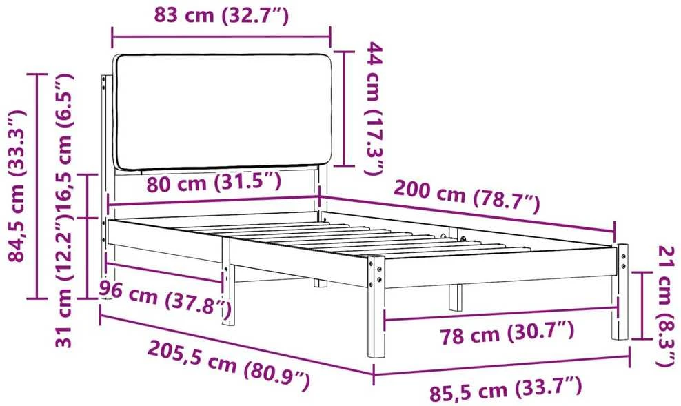 Lova Lovo rėmas su apmuštu galvūgaliu Tortora 80 x 200 cm