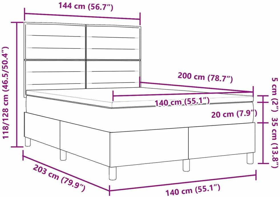 Kiemas lova su čiužiniu Tamsiai pilka 140 x 200 cm audinys