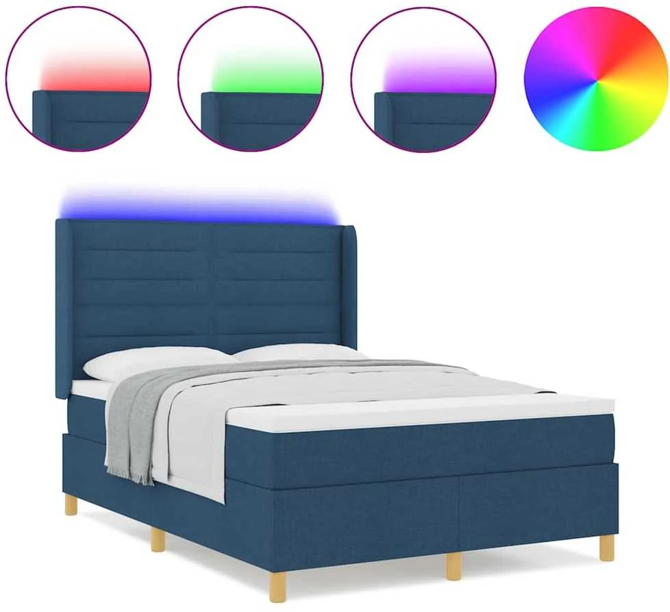 Kiemas lova su LED juostelėmis Mėlyna 140 x 190 cm audinys