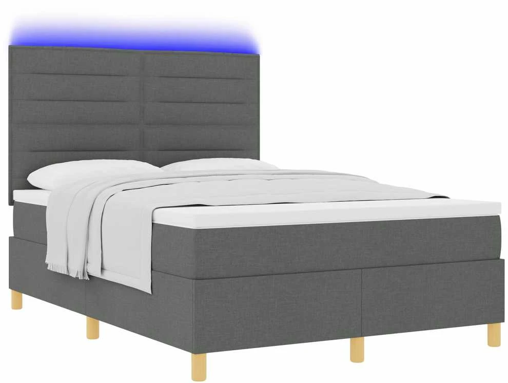 LED Čiužinio Lova Tamsiai pilka 140 x 200 cm audinys