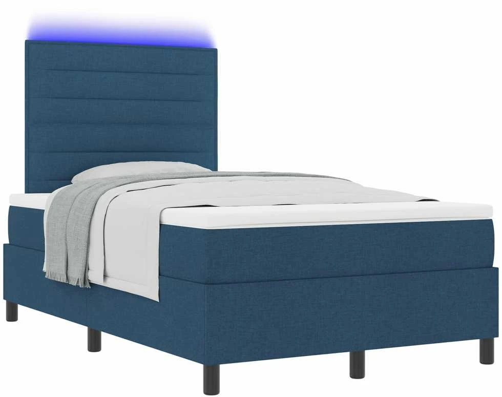 Kiemas lova su čiužiniu su LED Mėlyna 120 x 200 cm audinys