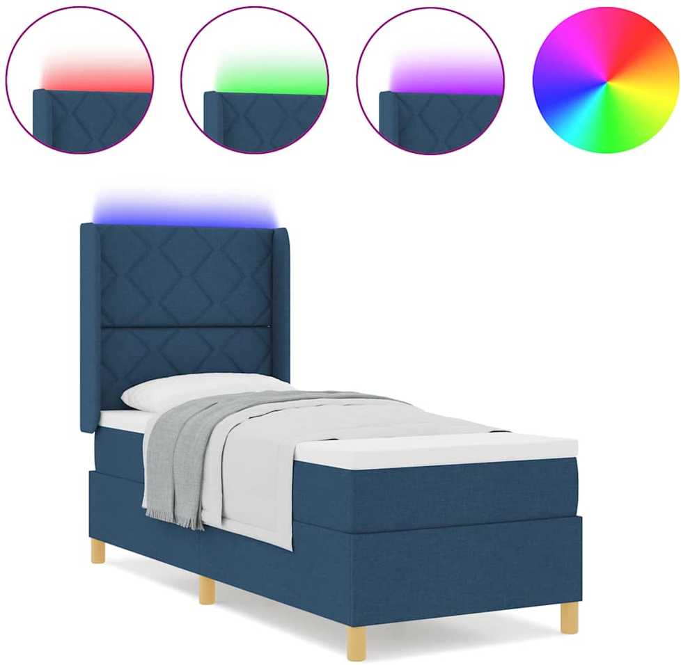 Kiemas lova su LED juostelėmis Mėlyna 80 x 200 cm audinys