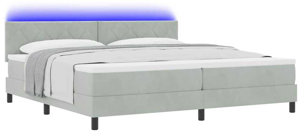 LED Čiužinio Lova Šviesiai pilka 200 x 200 cm Aksomas