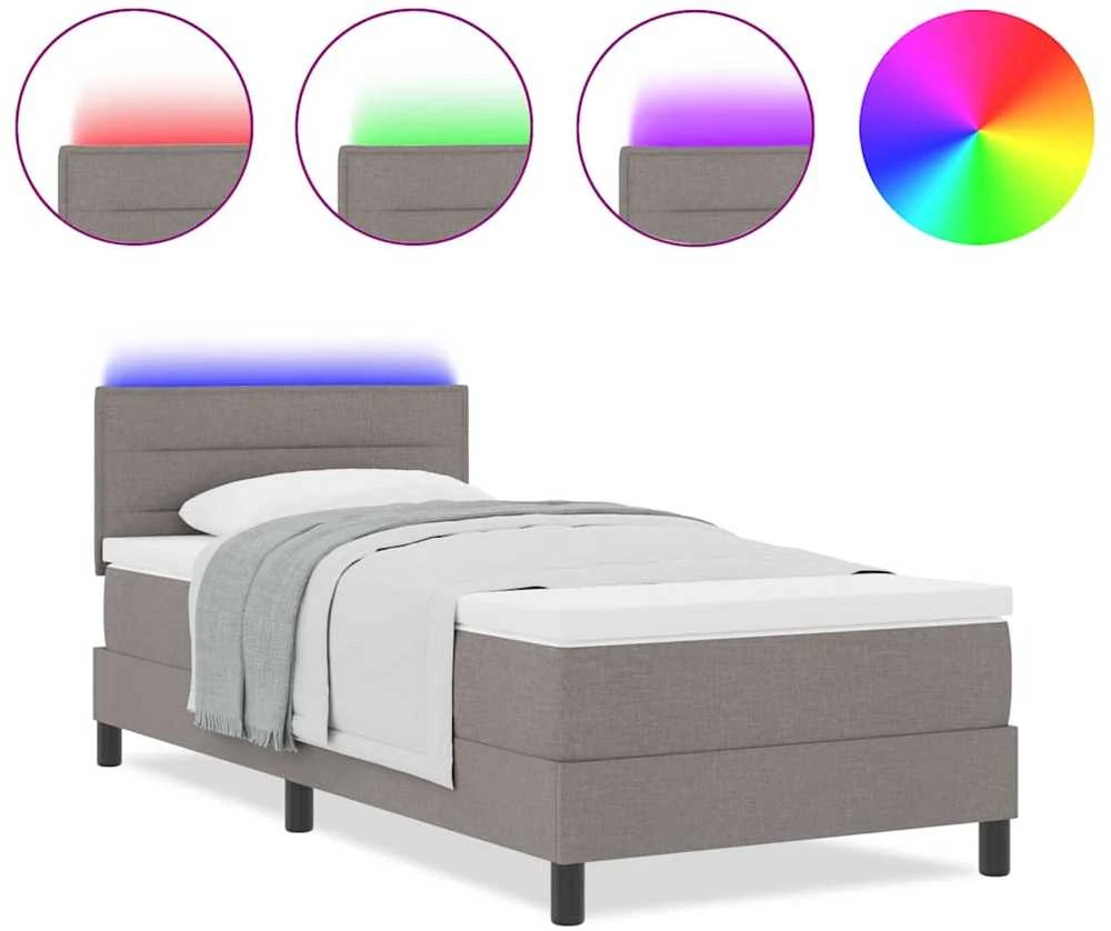 Kiemas lova su LED juostelėmis Tortora 90 x 190 cm audinys