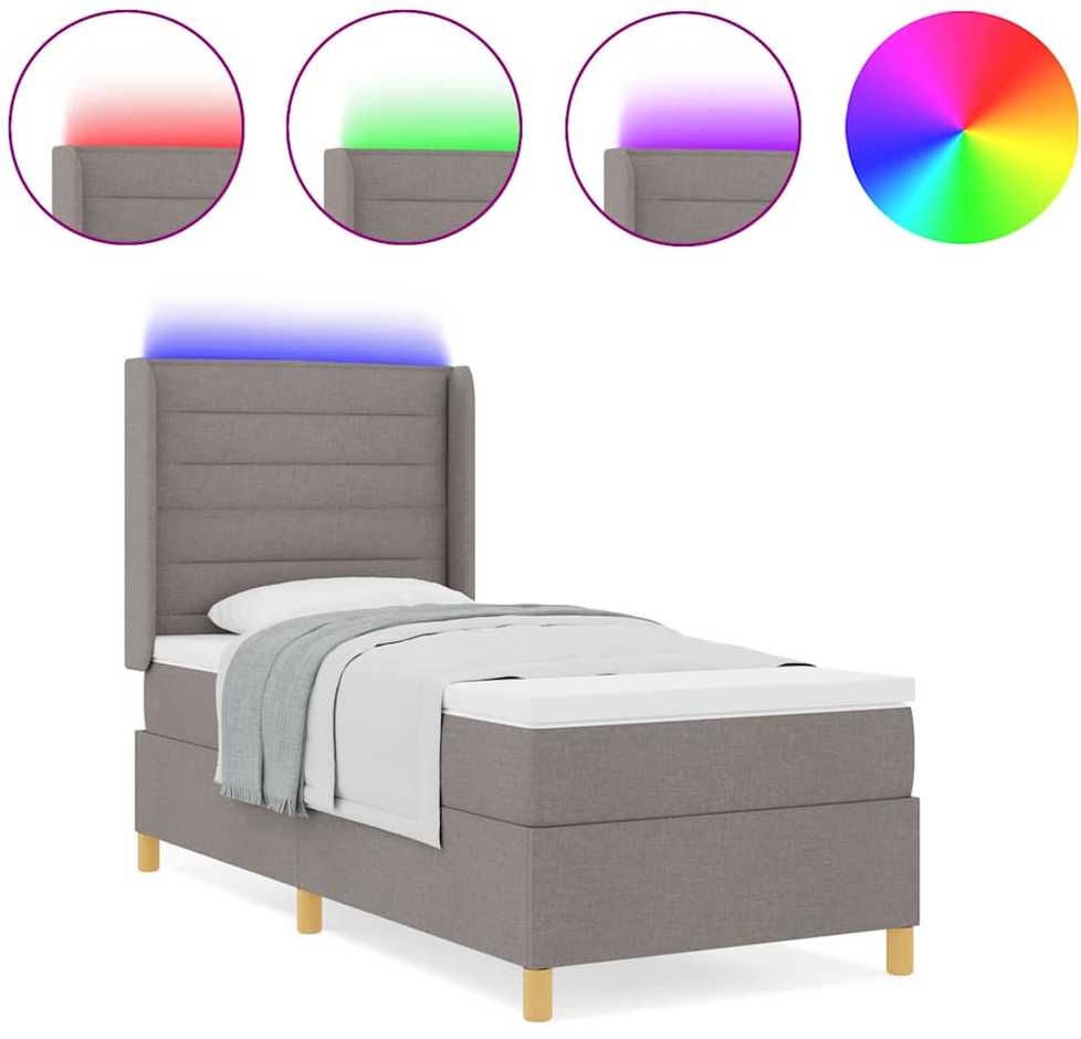 Kiemas lova su LED juostelėmis Tortora 80 x 200 cm audinys