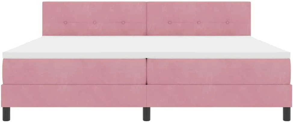 LED Čiužinio Lova su galvūgalio Rožinė 200 x 200 cm Aksomas