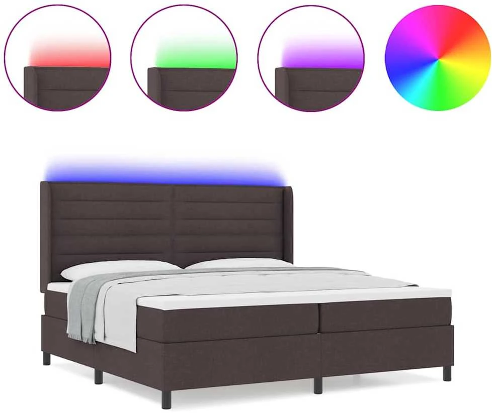 LED Čiužinio Lova Tamsiai rudas 200 x 200 cm audinys