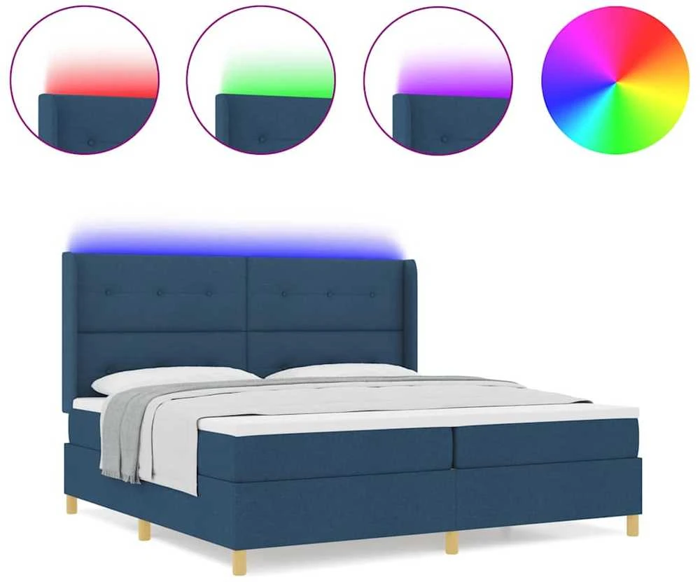 Kiemas lova su LED juostelėmis Mėlyna 200 x 200 cm audinys