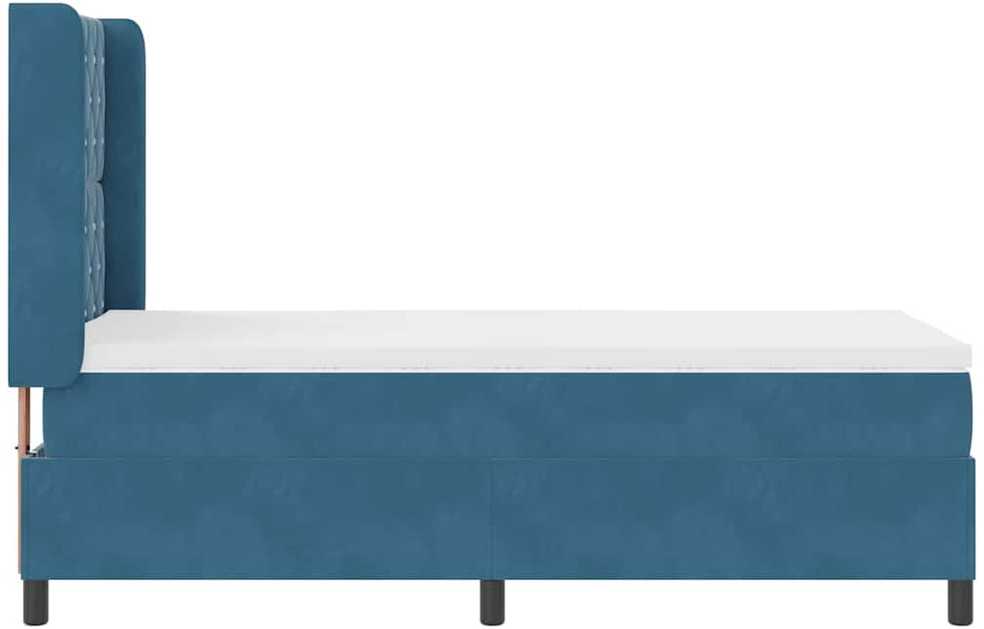 Kiemas lova su čiužiniu su LED Mėlyna 100 x 200 cm Aksomas