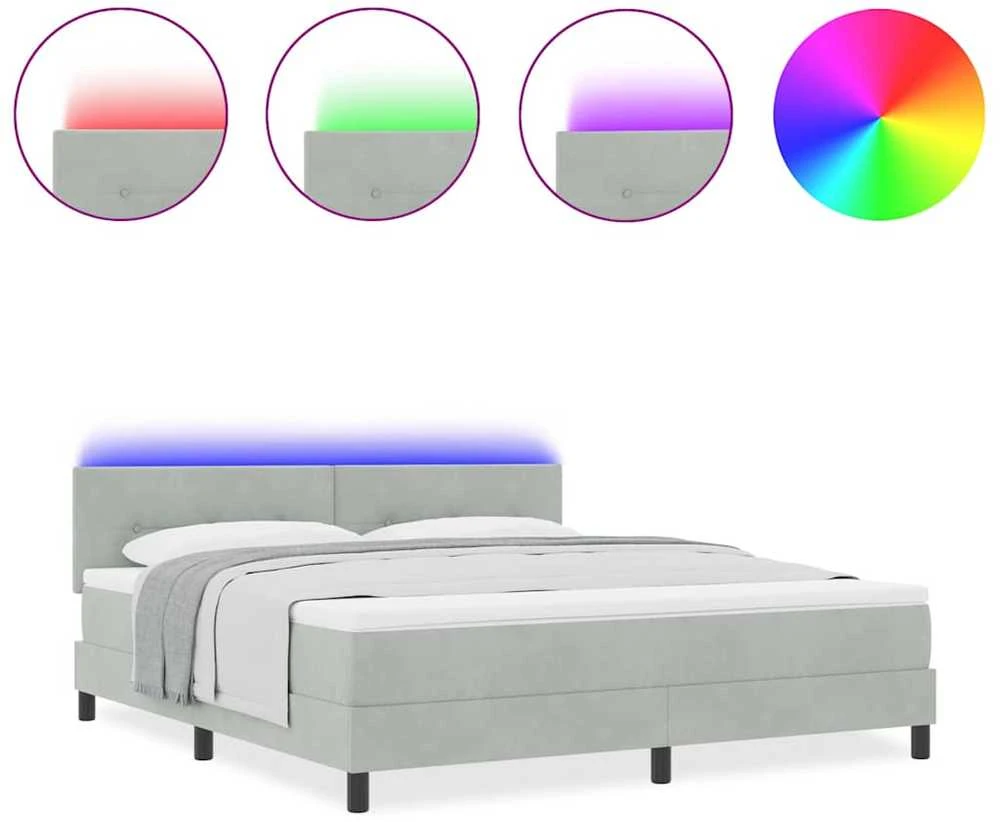 LED Čiužinio Lova Šviesiai pilka 180 x 200 cm Aksomas