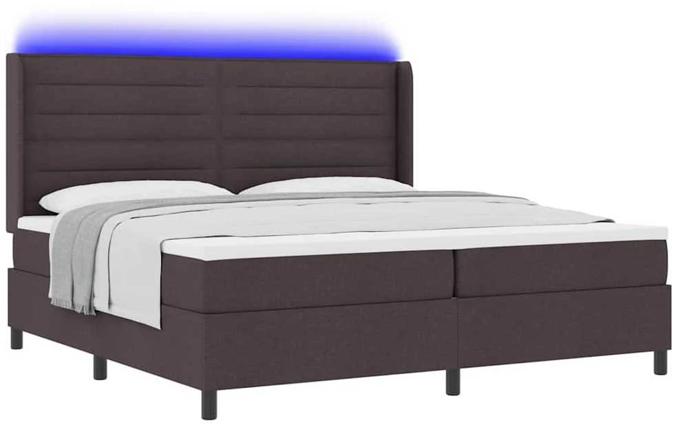 LED Čiužinio Lova Tamsiai rudas 200 x 200 cm audinys