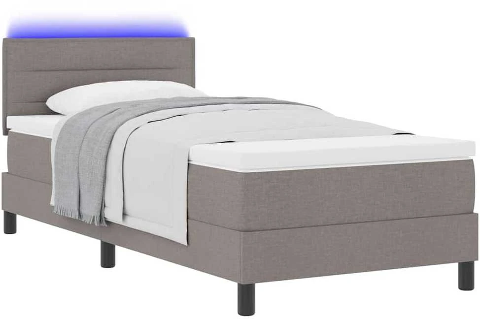 Kiemas lova su LED juostelėmis Tortora 90 x 190 cm audinys