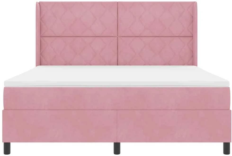 Kiemas lova su LED juostelėmis Rožinė 180 x 200 cm Aksomas