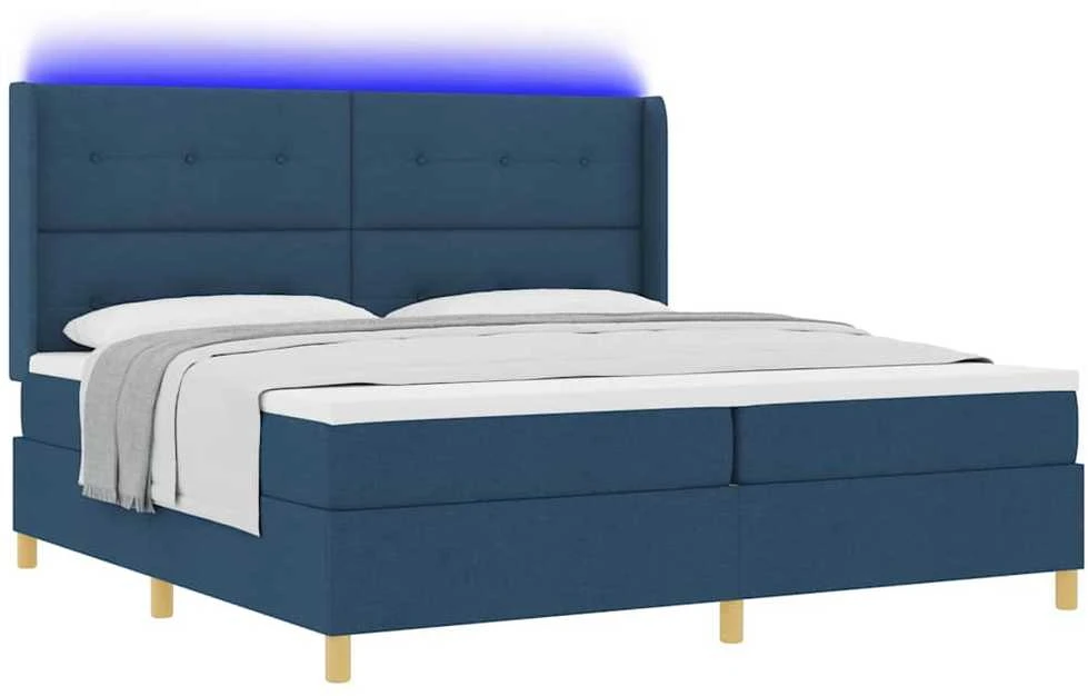 Kiemas lova su LED juostelėmis Mėlyna 200 x 200 cm audinys