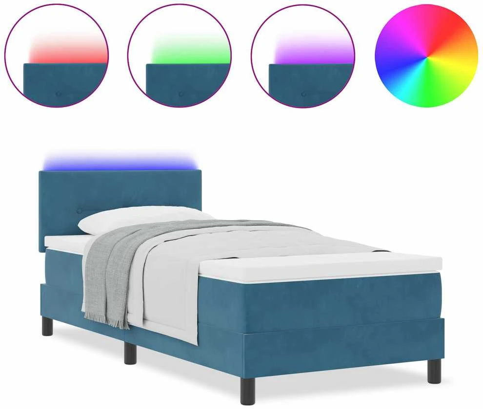 LED Čiužinio Lova Tamsiai mėlyna 90 x 200 cm Aksomas