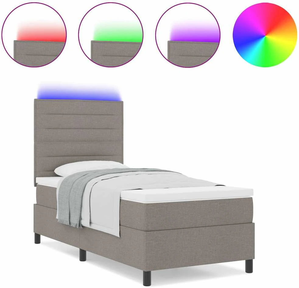 Kiemas lova su LED juostelėmis Tortora 100 x 200 cm audinys