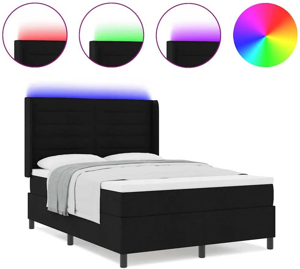 LED Čiužinio Lova su čiužiniu Juoda 160 x 200 cm audinys