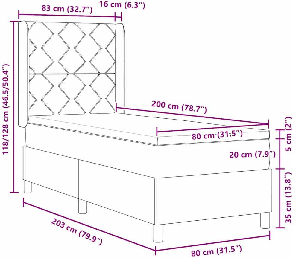 Kiemas lova su LED juostelėmis Mėlyna 80 x 200 cm audinys