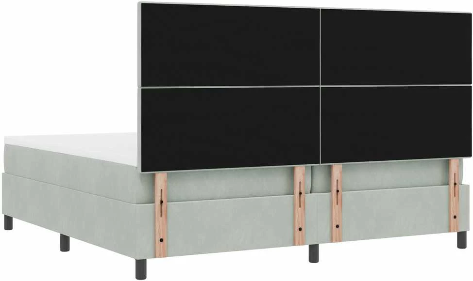 Kiemas lova su galvūgalio Šviesiai pilka 200 x 200 cm Aksomas