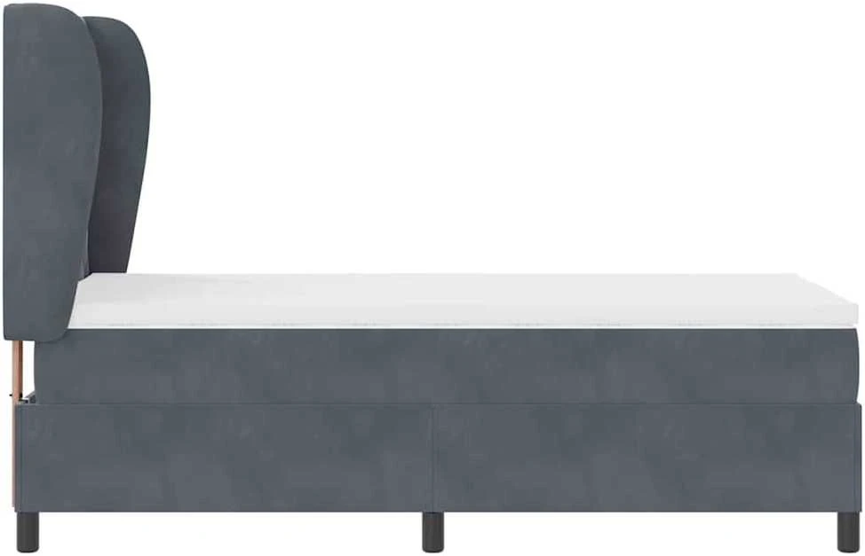 Kiemas lova su pagalve Tamsiai pilka 190 x 90 cm Aksomas