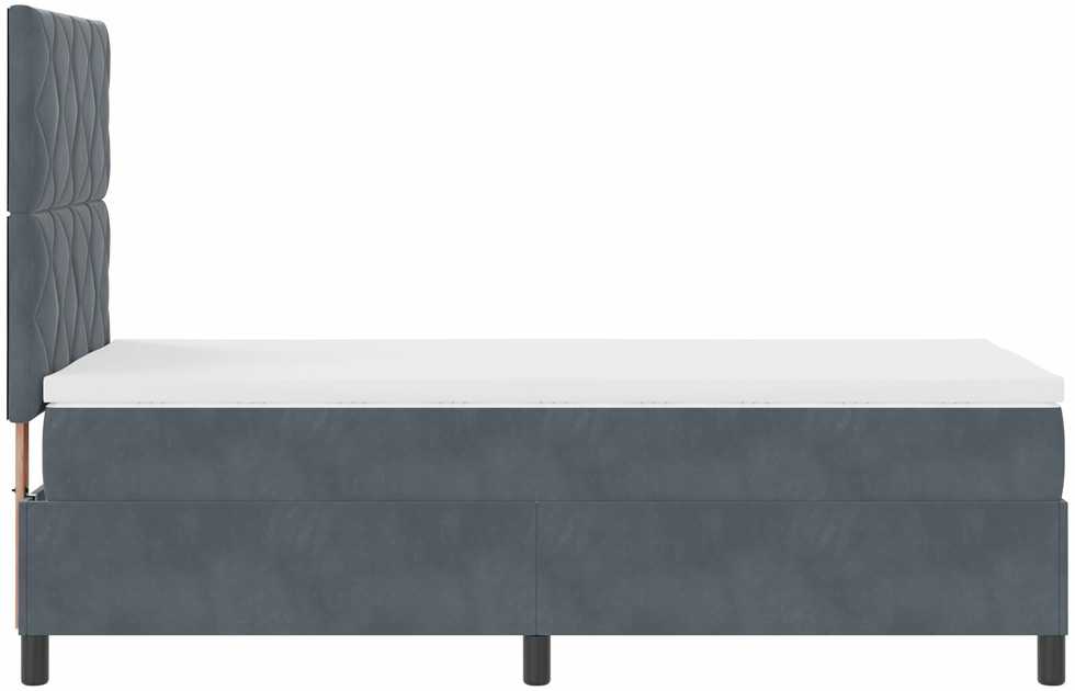 Kiemas lova su galvūgalio Tamsiai pilka 100 x 200 cm Aksomas