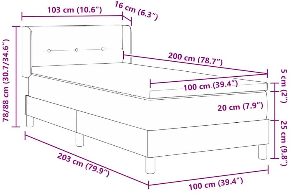 Kiemas lova su galvūgalio Rožinė 200 x 100 cm Aksomas