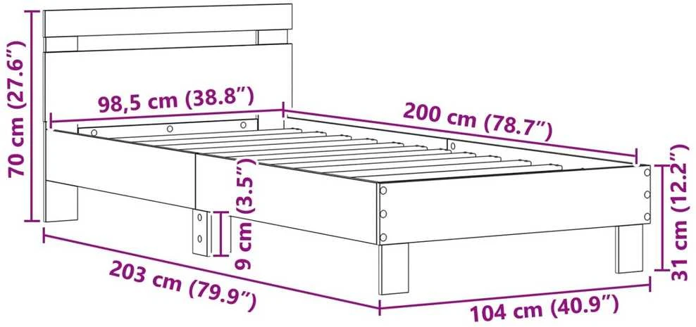 Lova Lovos rėmas Amatininkų ąžuolas 98.5 x 200 cm Apdirbta mediena
