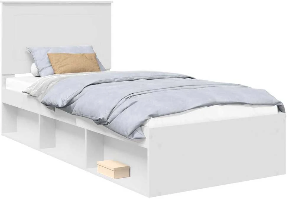 Lova Lovos rėmas Balta 100 x 200 cm Kietos pušies mediena
