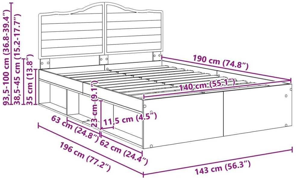 Lovos rėmas Balta 140 x 190 cm Kietos pušies mediena