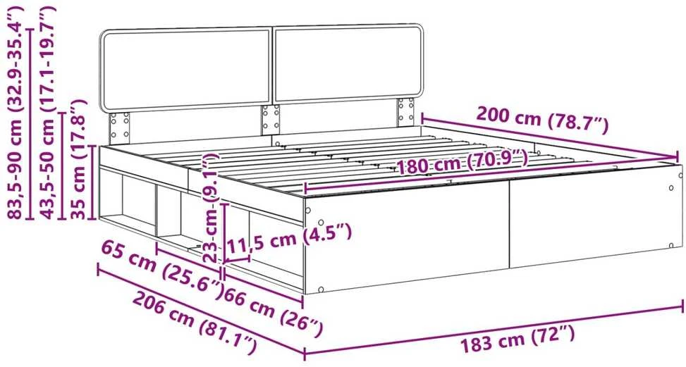 Lovos rėmas Balta 180 x 200 cm Kietos pušies mediena