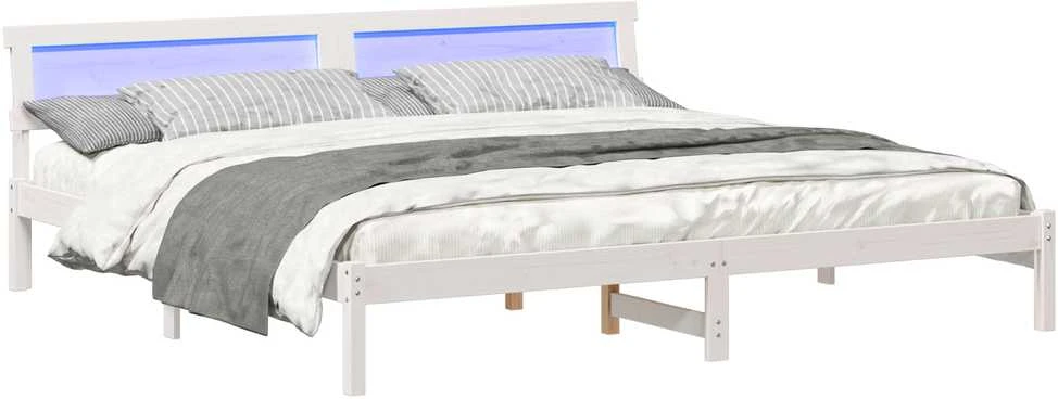 Lovos rėmas Balta 200 x 200 cm Kietos pušies mediena