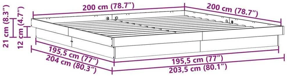 Lovos rėmas Balta 200 x 200 cm Kietos pušies mediena