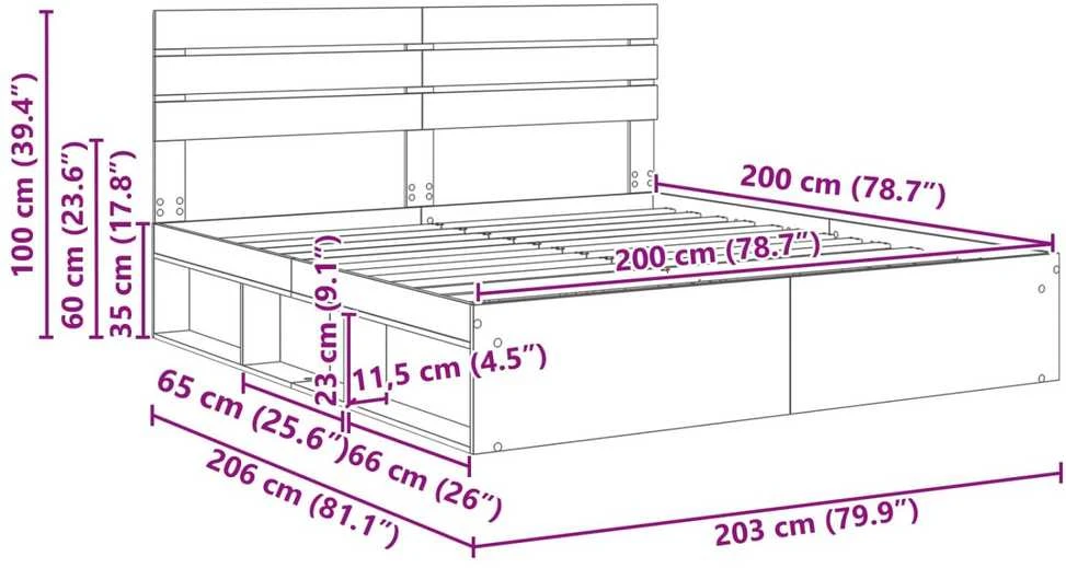 Lovos rėmas Balta 200 x 200 cm Kietos pušies mediena