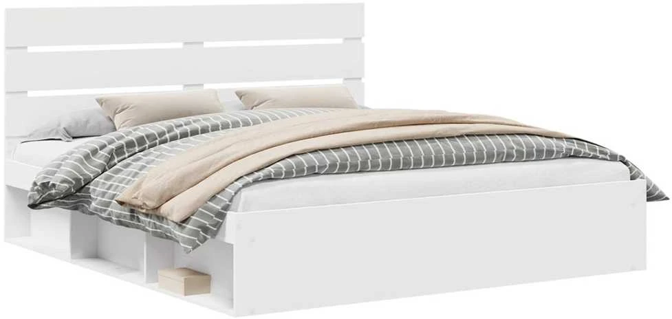 Lovos rėmas Balta 200 x 200 cm Kietos pušies mediena