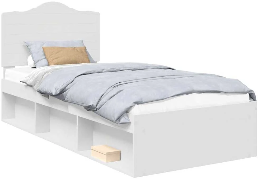 Lova Lovos rėmas Balta 90 x 190 cm Kietos pušies mediena