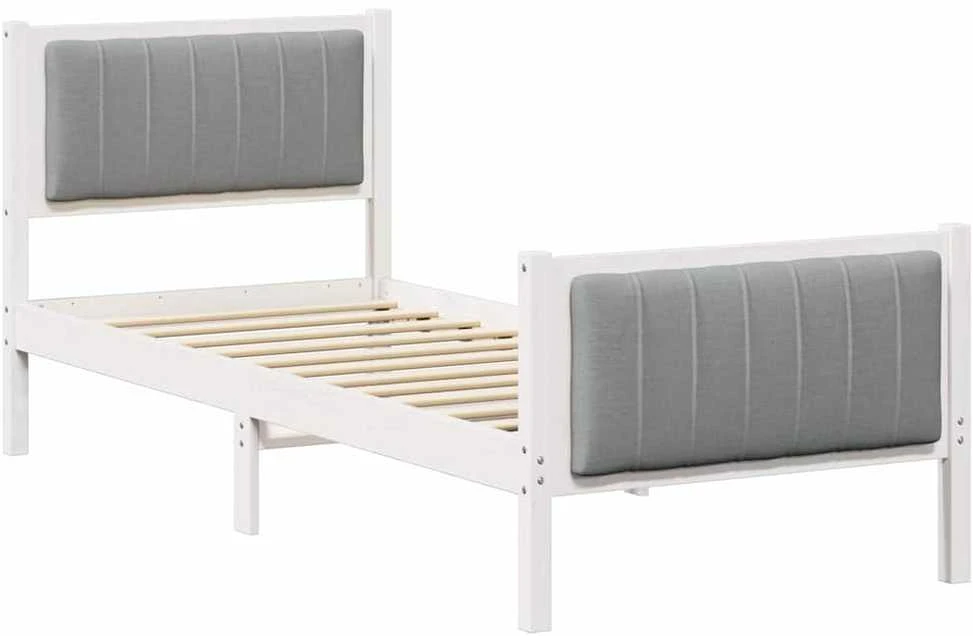 Lova Lovos rėmas Balta ir šviesiai pilka 75 x 190 cm Pušies masyvas