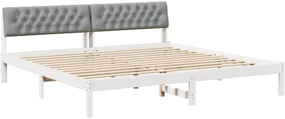 Lovos rėmas Balta ir šviesiai pilka 200 x 200 cm Pušies masyvas