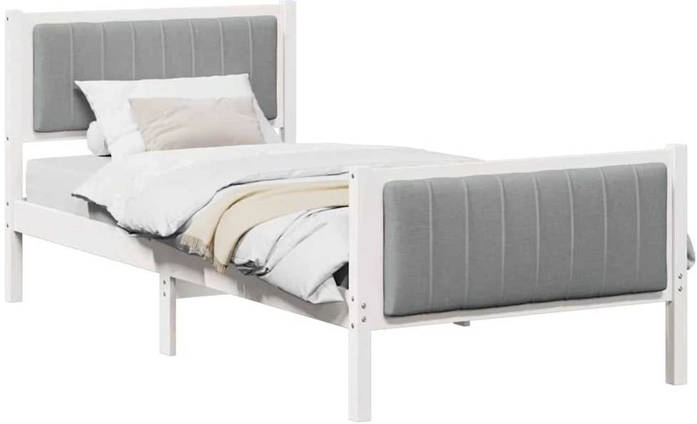 Lova Lovos rėmas Balta ir šviesiai pilka 90 x 200 cm Pušies masyvas