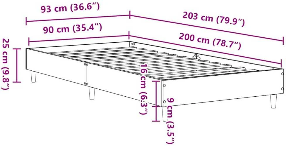 Lovos rėmas Be Čiužinio 90x200 cm Inžinerinė mediena