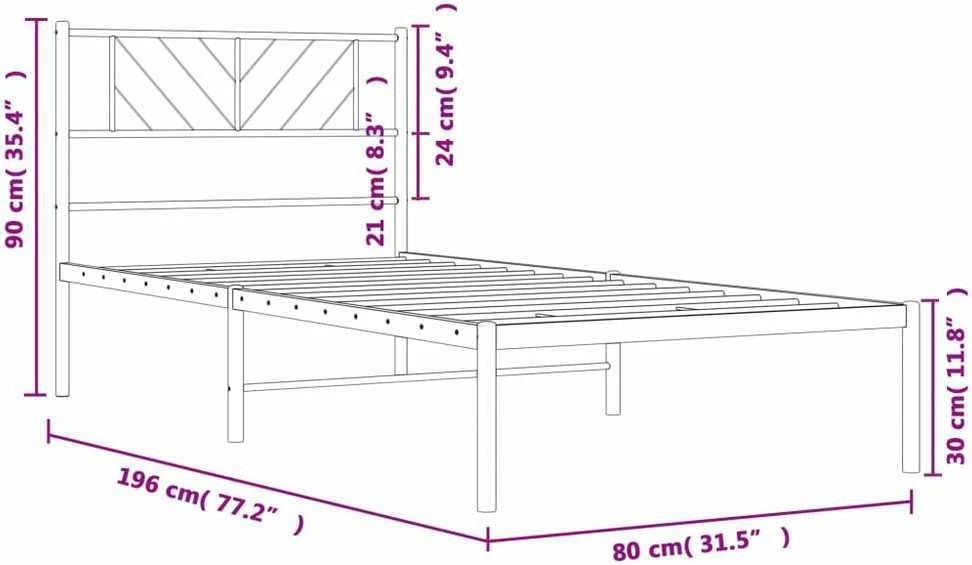 Lovos rėmas be čiužinio, baltas, 75x190cm, metalas