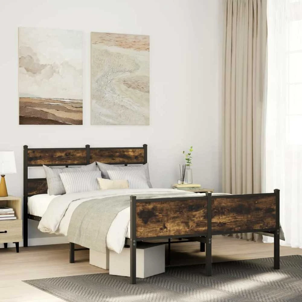Lovos rėmas be čiužinio, dūminio ąžuolo, 120x200cm, mediena