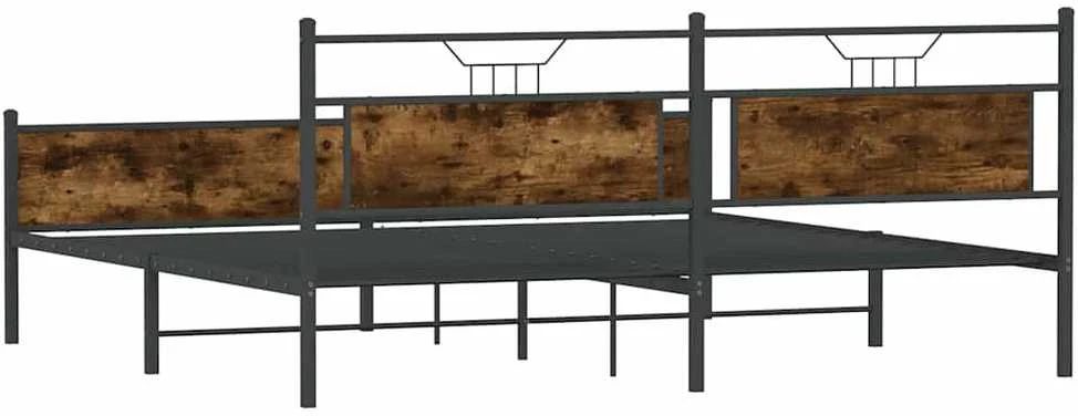 Lovos rėmas be čiužinio, dūminio ąžuolo, 200x200cm, metalas