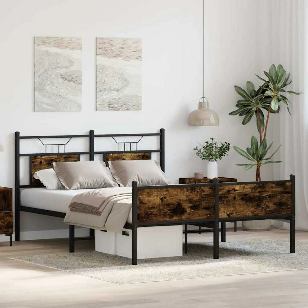 Lovos rėmas be čiužinio, dūminio ąžuolo, 150x200cm, mediena